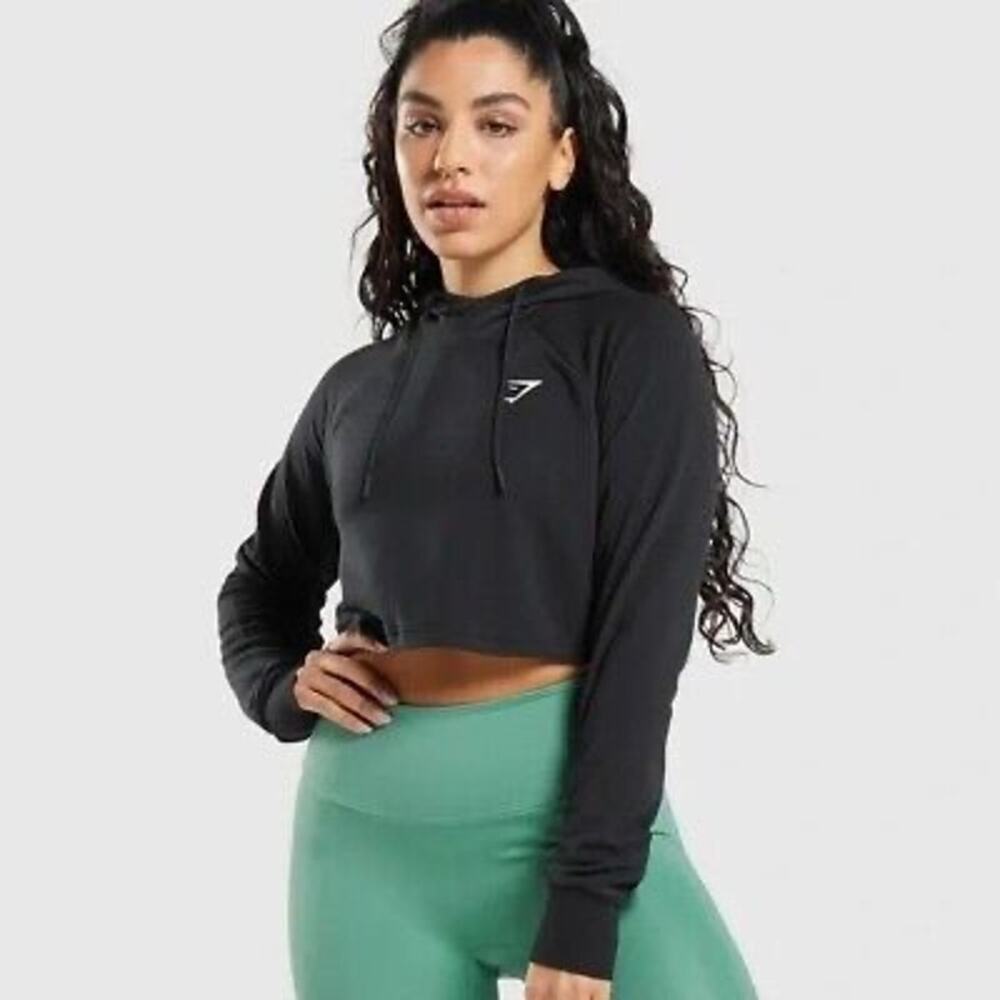 Gymshark Training Cropped Hoodie Black Women’s Size XS‎